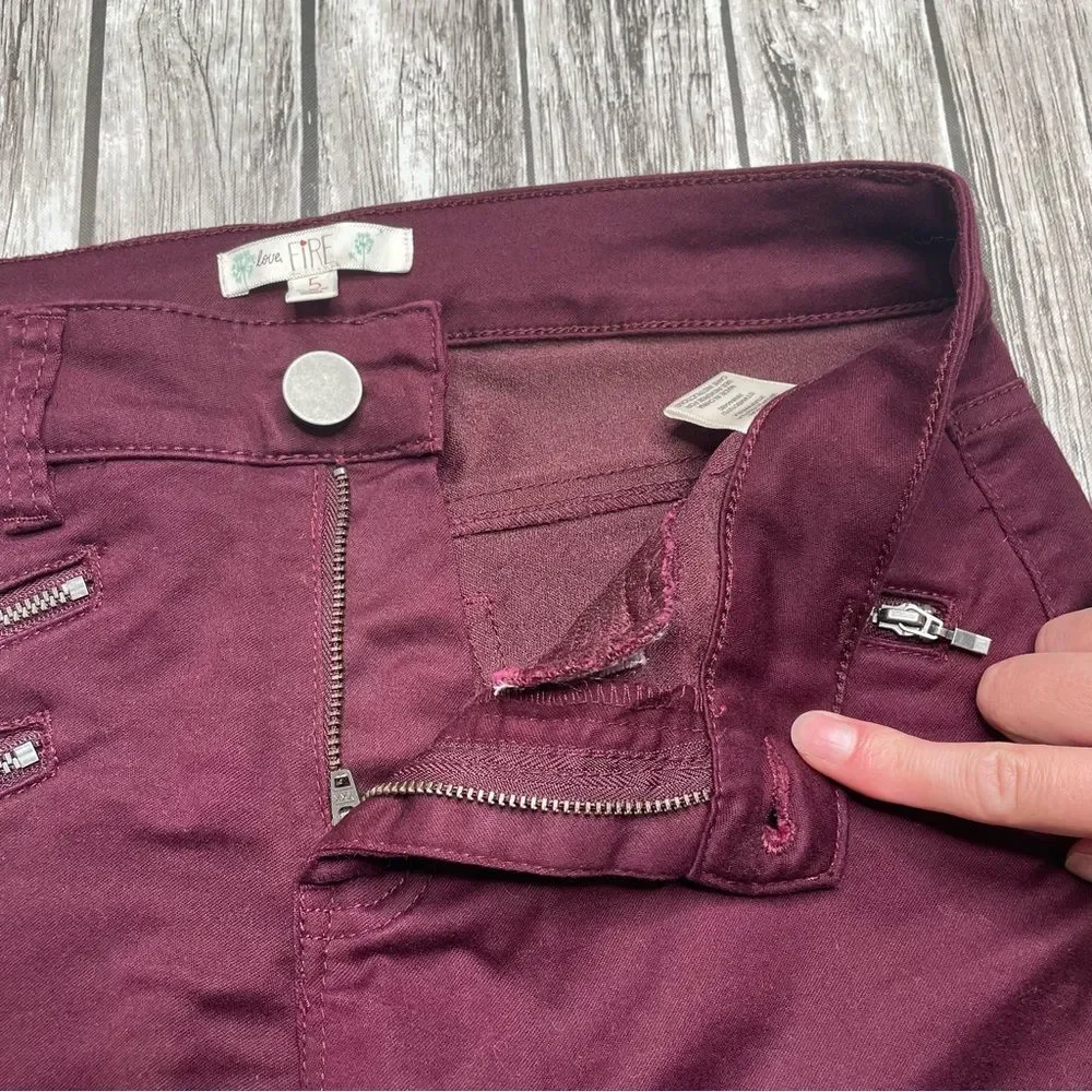 Love Fire Women’s Skinny Leg Chino Pants Burgundy Maroon Size 5 - Picture 6 of 11